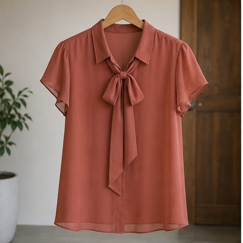 Sand Tie Neck Blouse